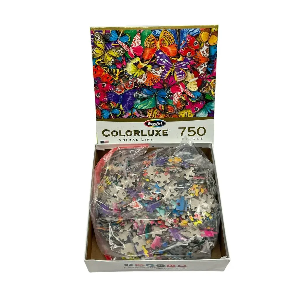 RoseArt Colorluxe Animal Life Butterflies 750 Piece Jigsaw Puzzle *COMPLETE*